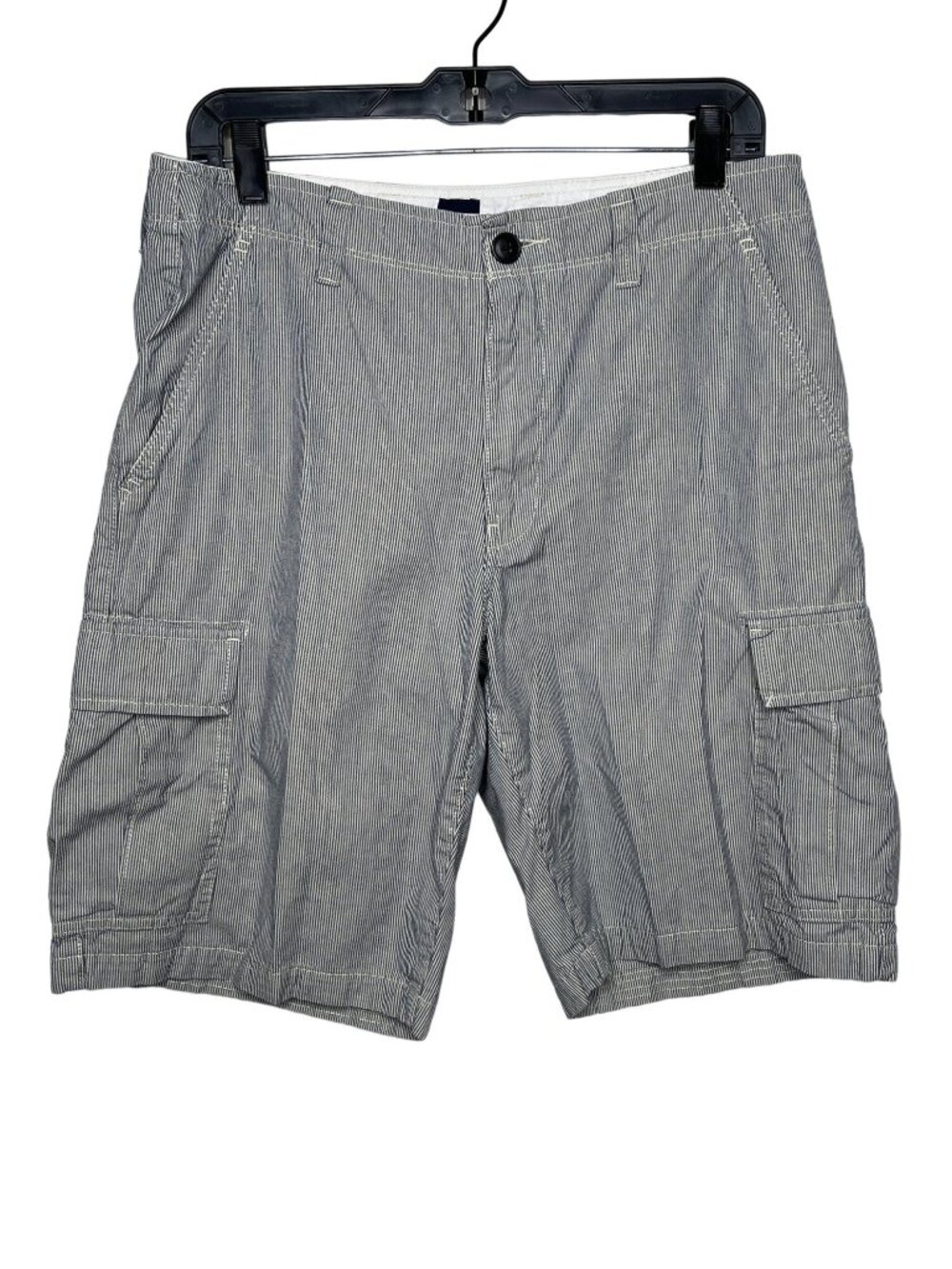 Gap Cargo Shorts Mens 32 Blue White Stripe Cotton Casual Summer Pockets